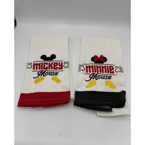 Minnie Mouse Mickey Mouse Disney Dishtowels Waffle Knit Embroidered